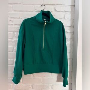 Forest Green Women's Turtleneck Sweater with Zip